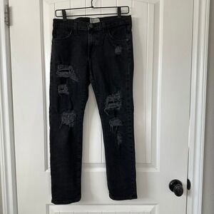 Current/Elliott Boyfriend The Fling Repair‎ Distressed Black Jeans Size 25